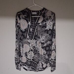 Cynthia Rowley Black and White Floral Blouse